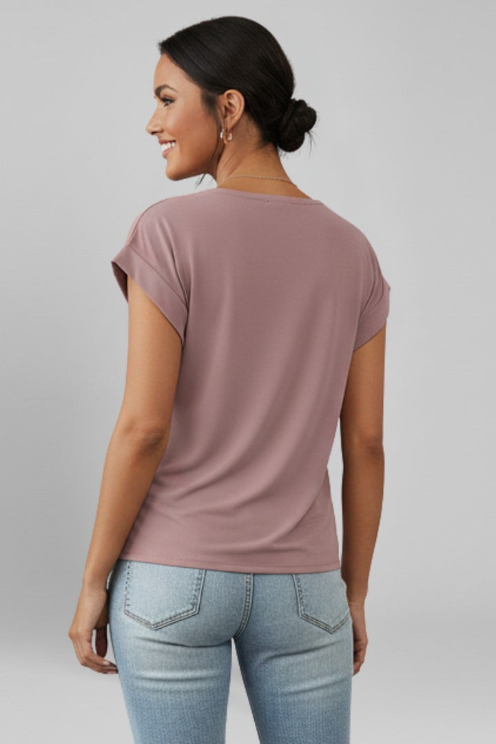 V Neck Blouse with Short Sleeves