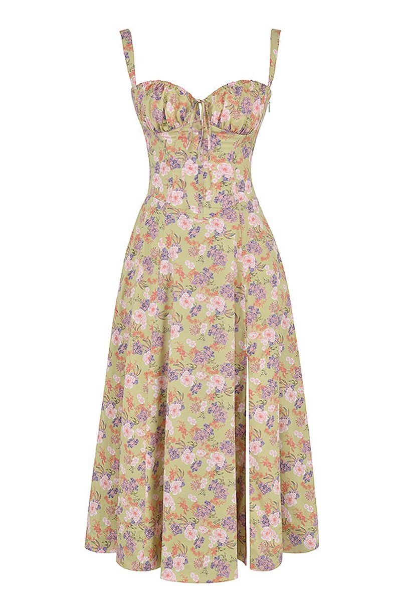Yara — Floral Bustier Midi Dress for Women