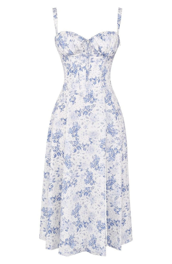 Yara — Floral Bustier Midi Dress for Women