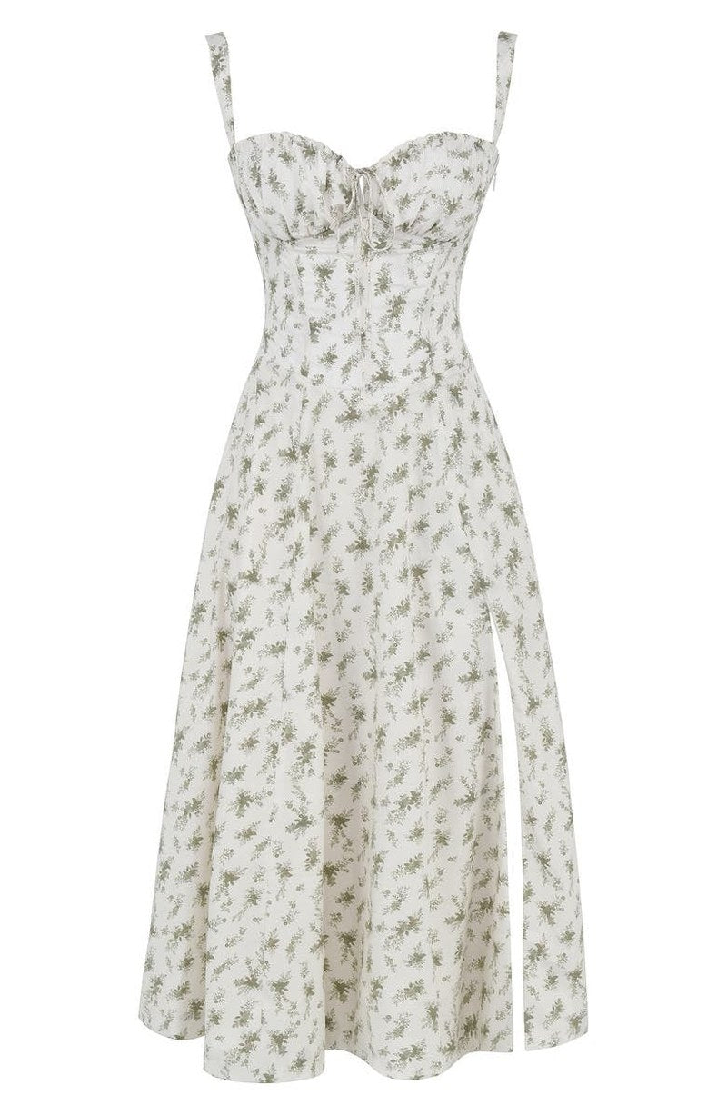 Yara — Floral Bustier Midi Dress for Women