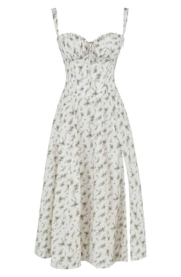 Yara — Floral Bustier Midi Dress for Women