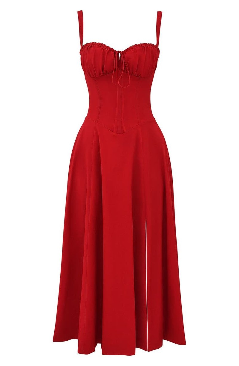 Yara — Floral Bustier Midi Dress for Women