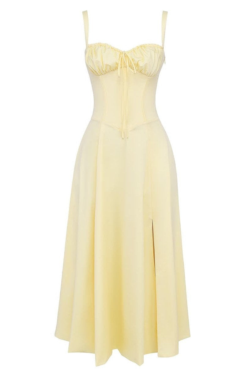 Yara — Floral Bustier Midi Dress for Women