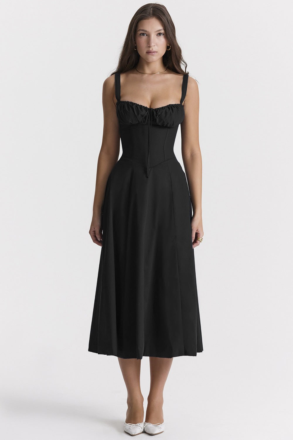 Yara — Floral Bustier Midi Dress for Women