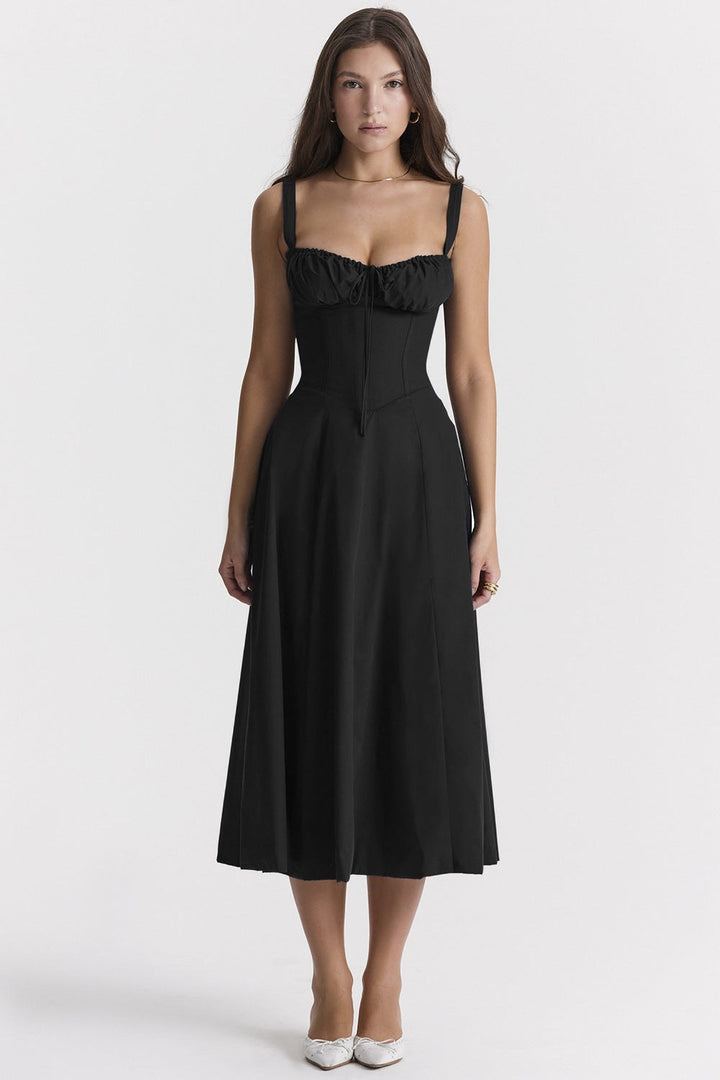 Yara — Floral Bustier Midi Dress for Women