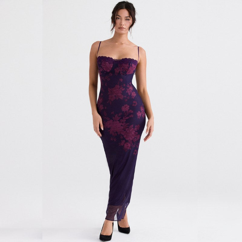 Lila — Floral Print Midi Dress for Women