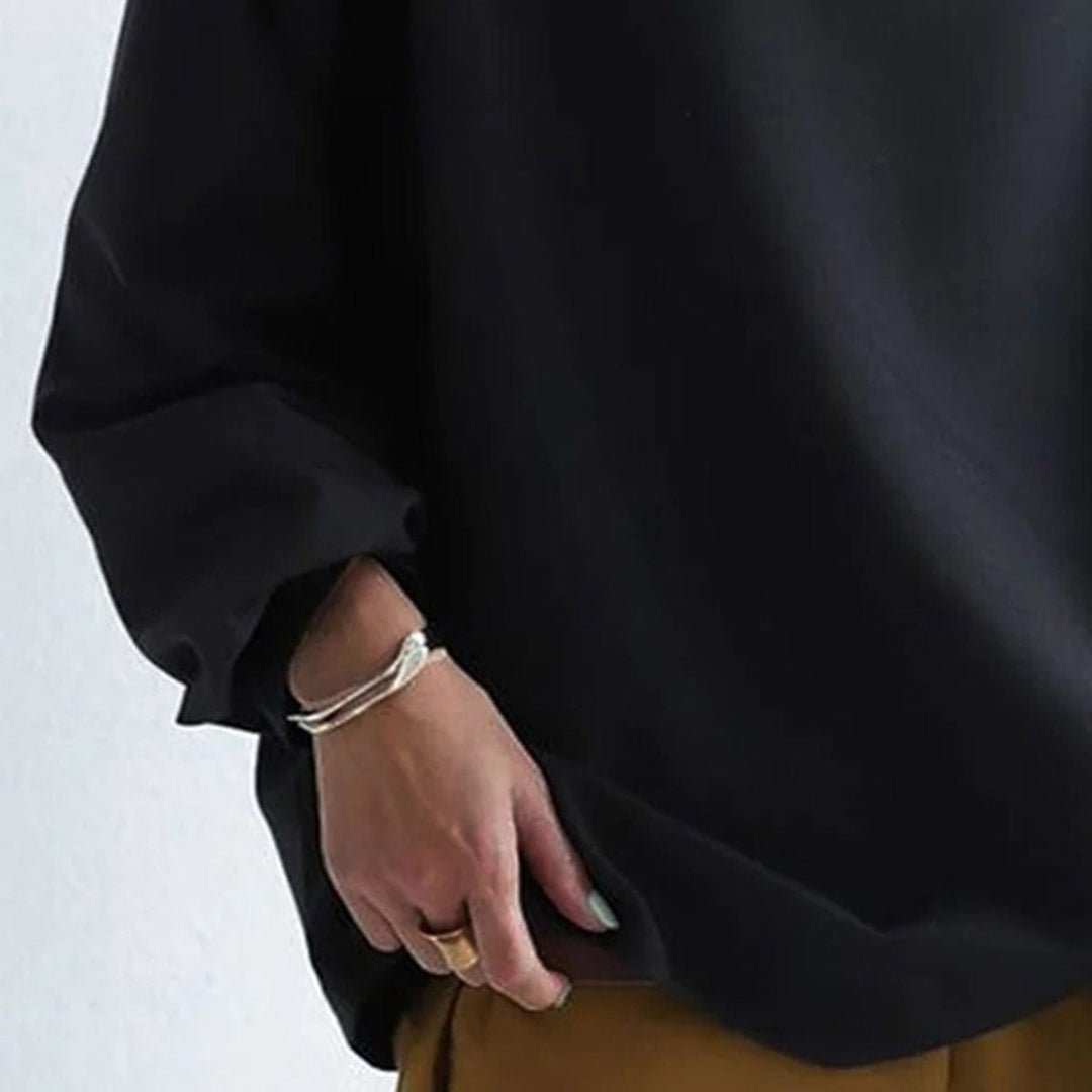 High Neck Top with Draped Neckline