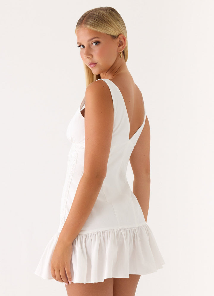 Hollis — Ruffle Hem White Dress (4), Avelony
