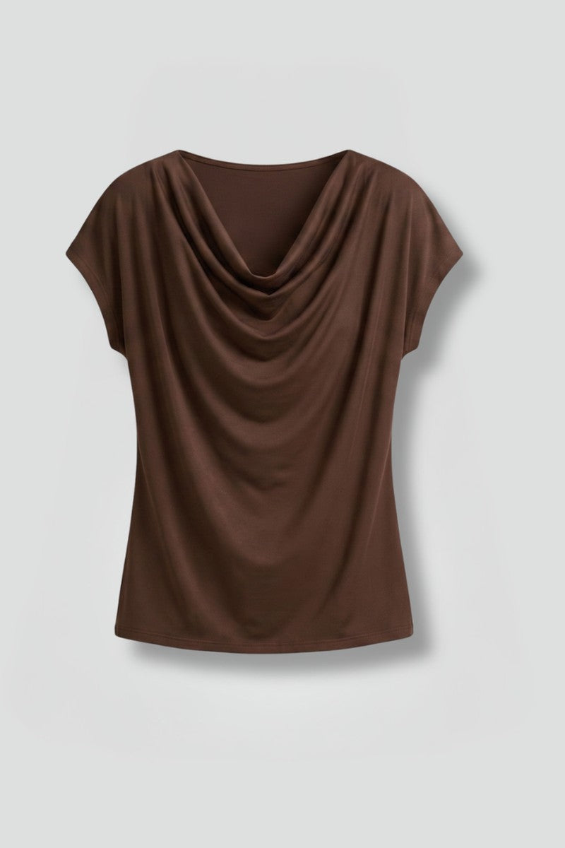 Cowl Neck Blouse with Draped Front