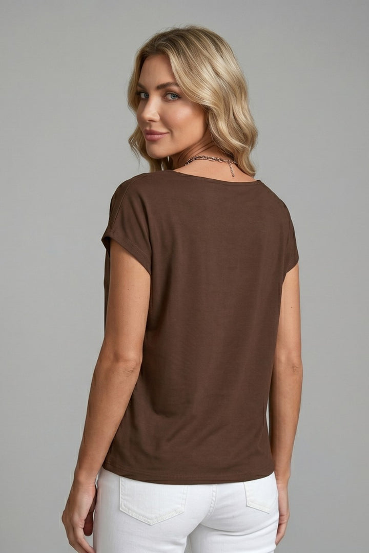 Cowl Neck Blouse with Draped Front