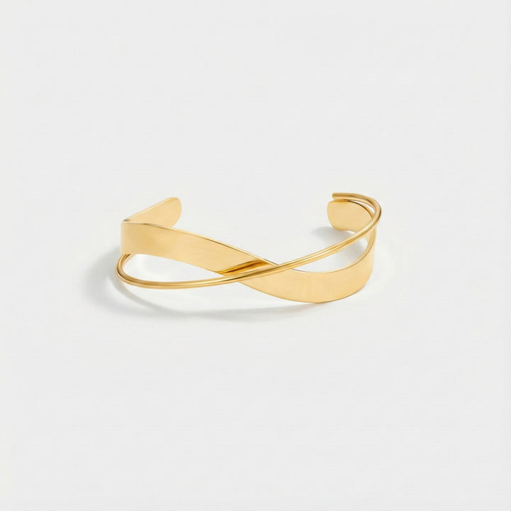 Twisted Gold Bracelet with Open Cuff in gold