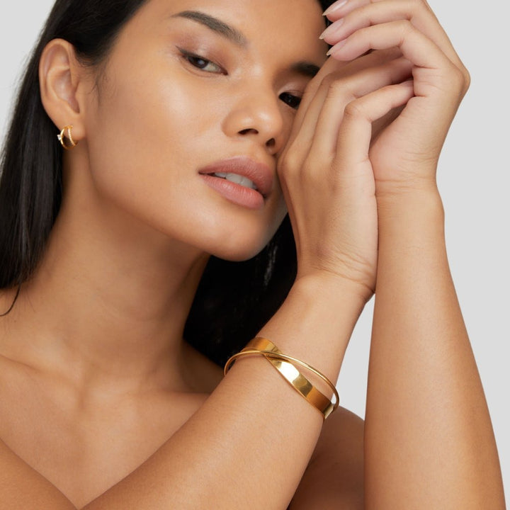 Twisted Gold Bracelet with Open Cuff