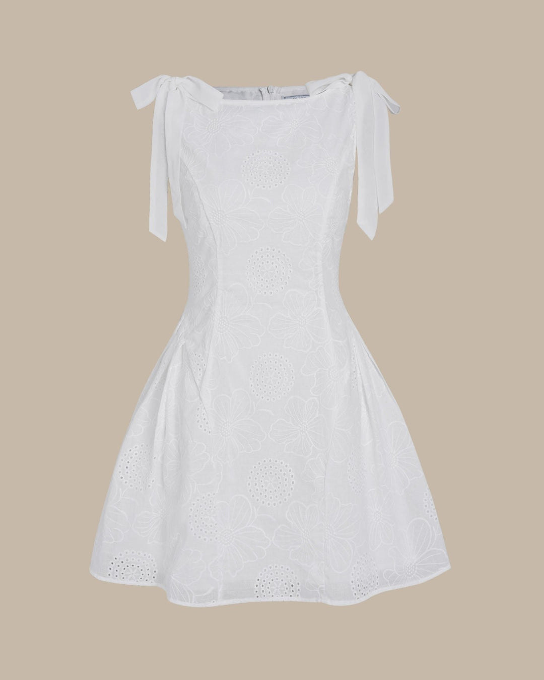 Isolde — Textured Floral White Mini Dress (5), Avelony