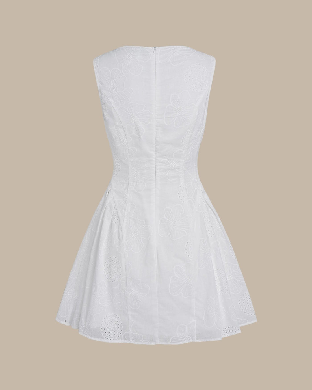 Isolde — Textured Floral White Mini Dress (6), Avelony