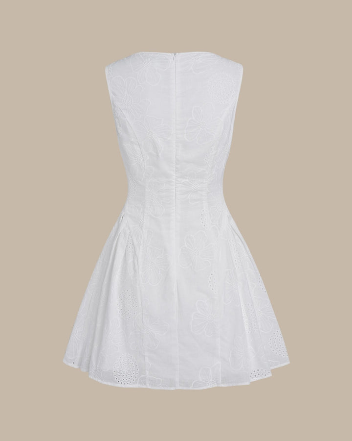 Isolde — Textured Floral White Mini Dress (6), Avelony