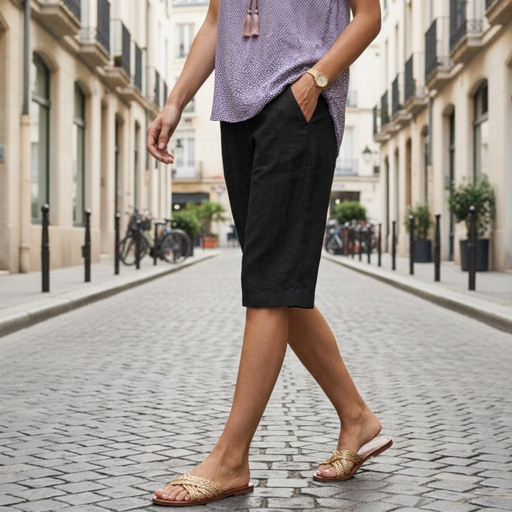 Jessa — Straight Leg Linen Shorts (5), Avelony