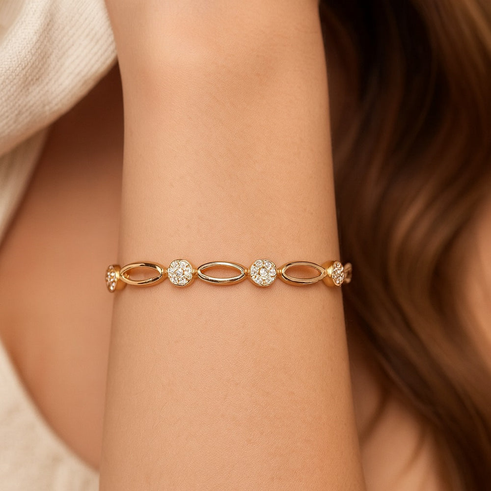 Sparkling Gold Bracelet with Pave Stations