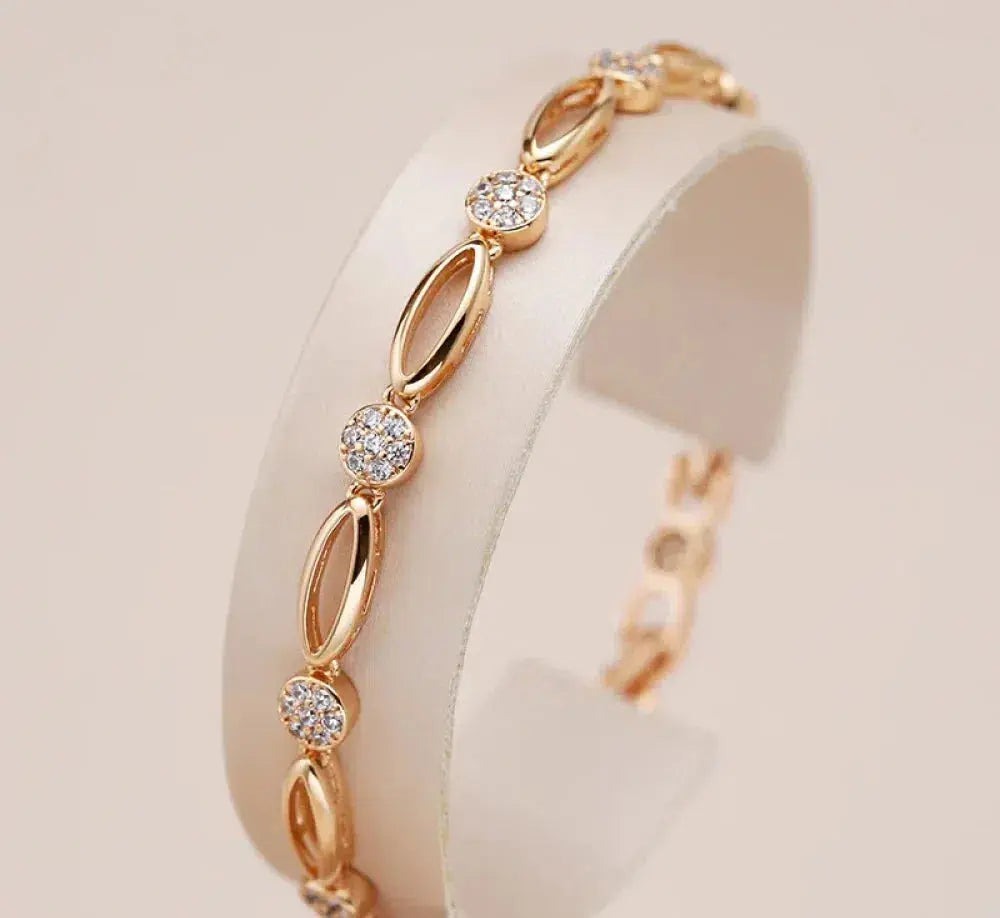 Sparkling Gold Bracelet with Pave Stations