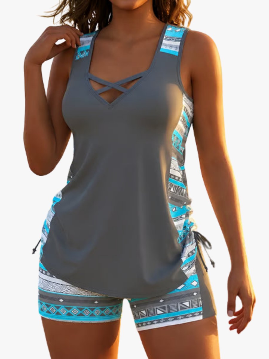 Boho Tankini Set with Shorts — Kensa