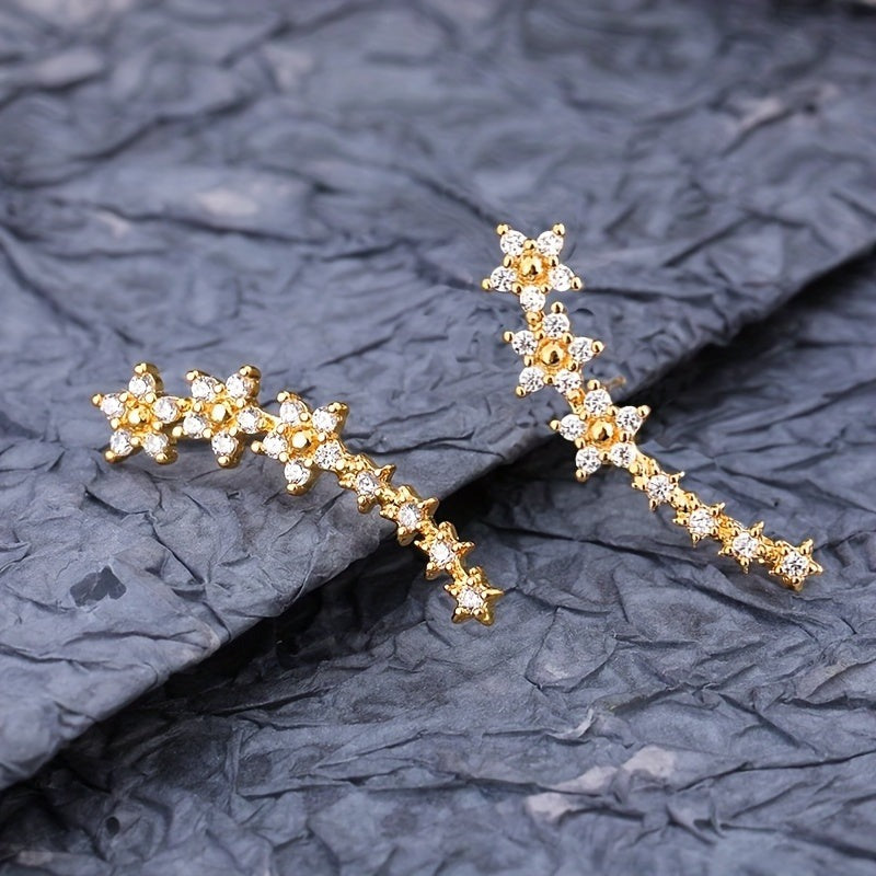 Floral Climber Earrings in Gold, Silver and Rose