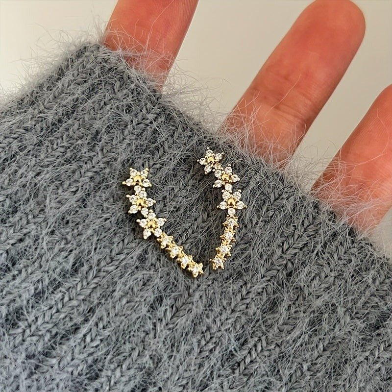 Floral Climber Earrings in Gold, Silver and Rose