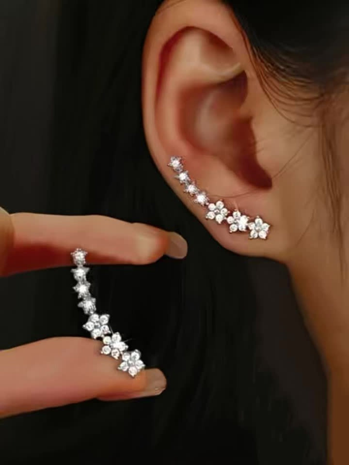 Floral Climber Earrings in Gold, Silver and Rose