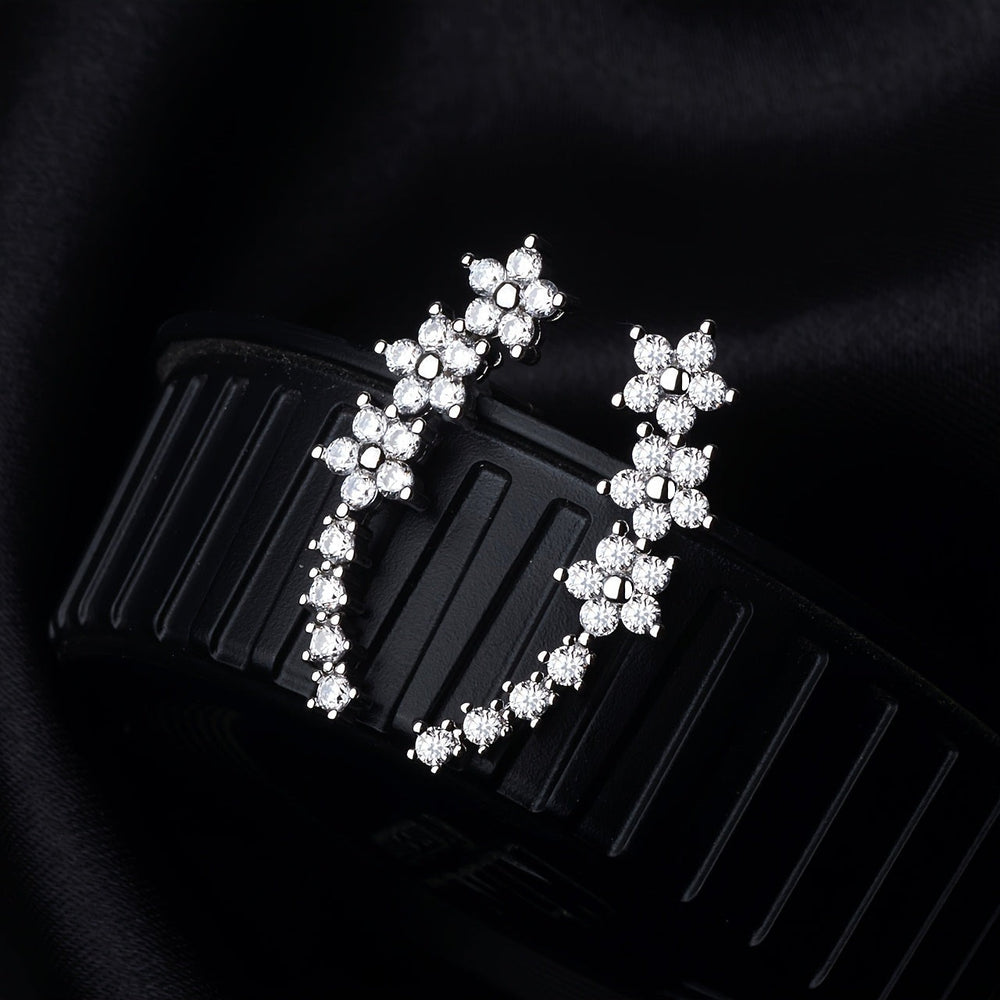 Floral Climber Earrings in Gold, Silver and Rose in silver