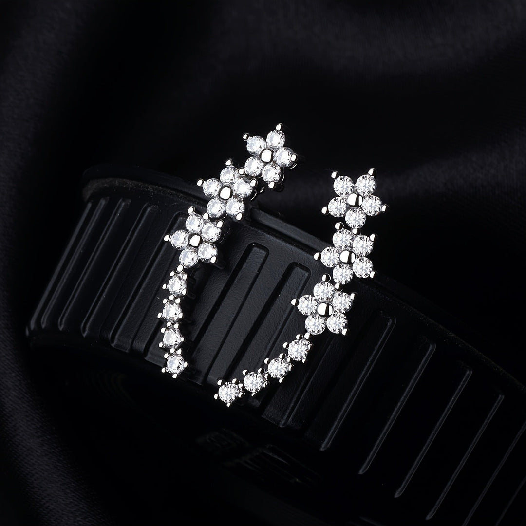 Floral Climber Earrings in Gold, Silver and Rose in silver