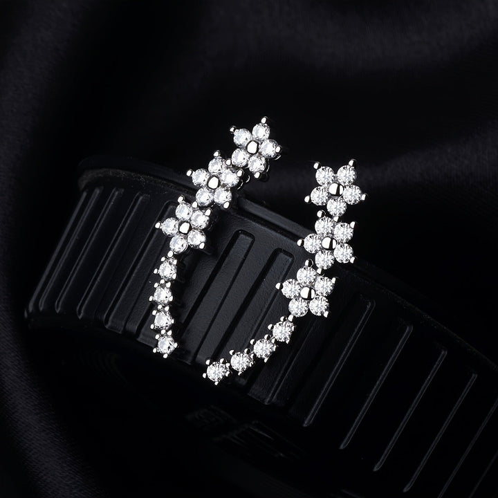 Floral Climber Earrings in Gold, Silver and Rose in silver