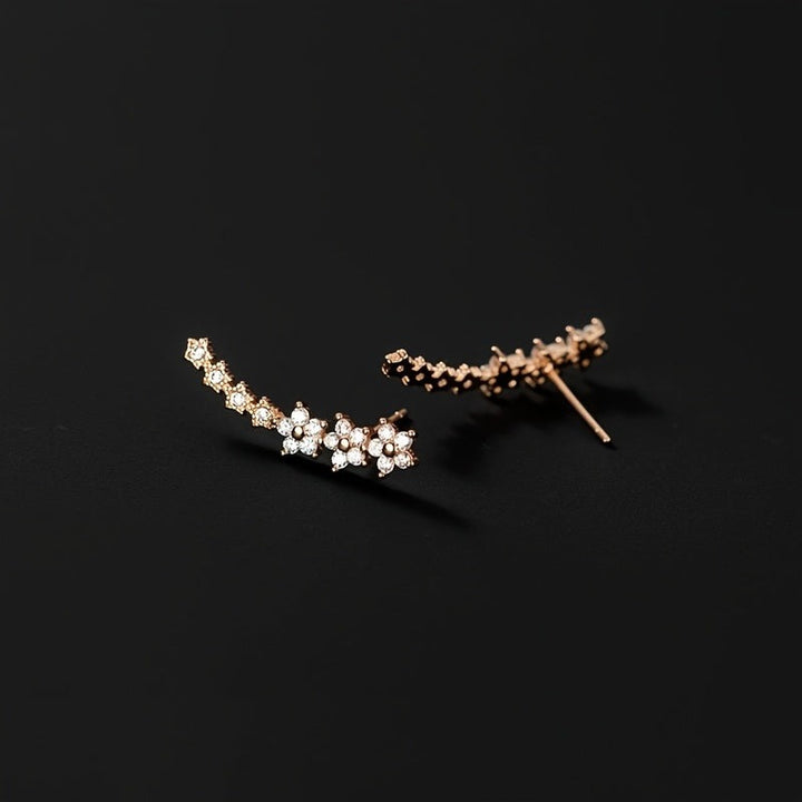 Floral Climber Earrings in Gold, Silver and Rose in gold