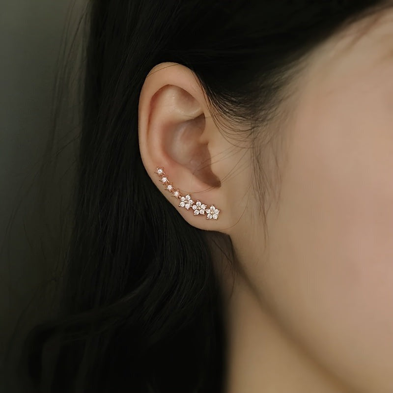 Floral Climber Earrings in Gold, Silver and Rose