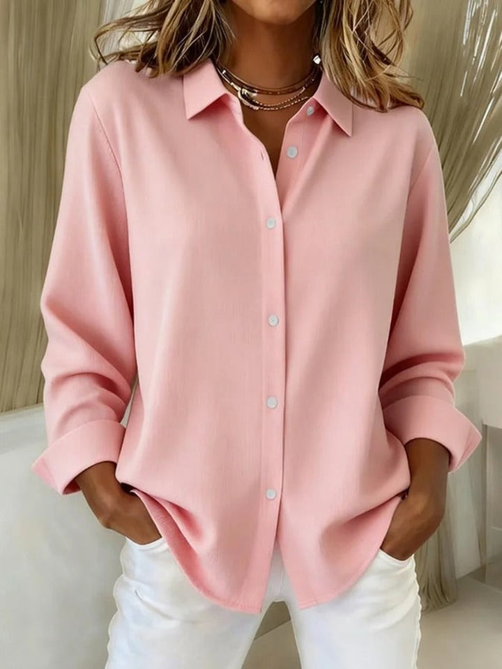 Button Blouse with Rolled Sleeves in pink