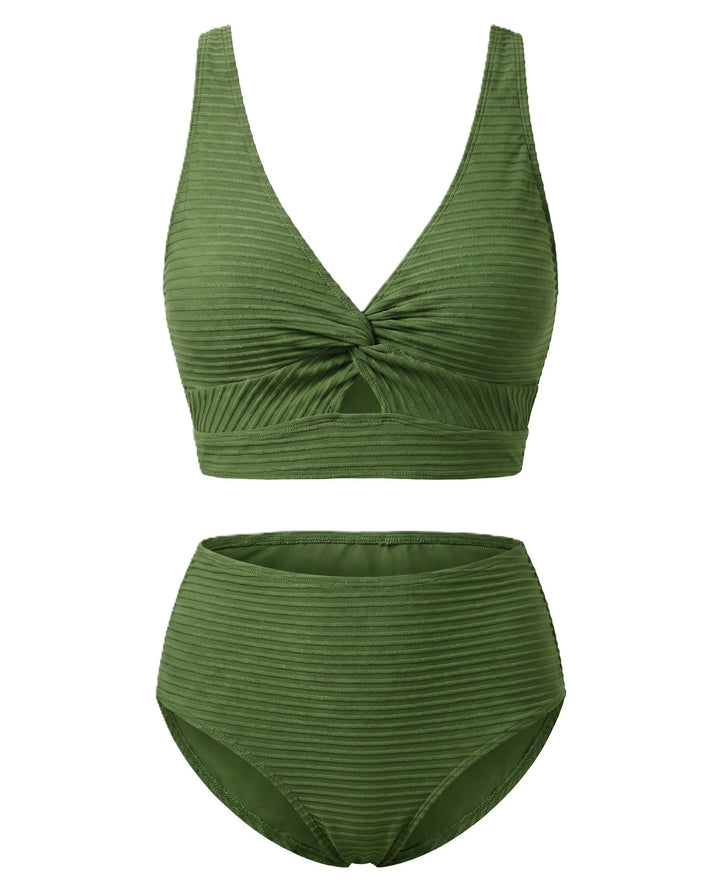 High Waist Bikini Set with Textured Fabric — Lavinia