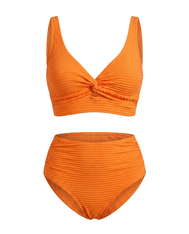 High Waist Bikini Set with Textured Fabric — Lavinia