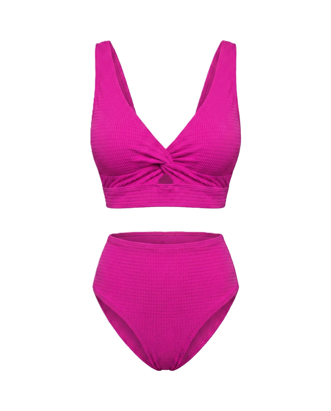 High Waist Bikini Set with Textured Fabric — Lavinia