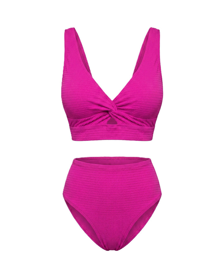 High Waist Bikini Set with Textured Fabric — Lavinia