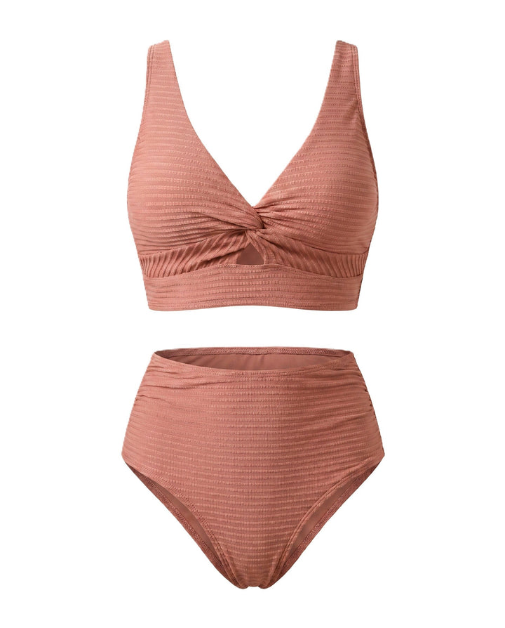 High Waist Bikini Set with Textured Fabric — Lavinia