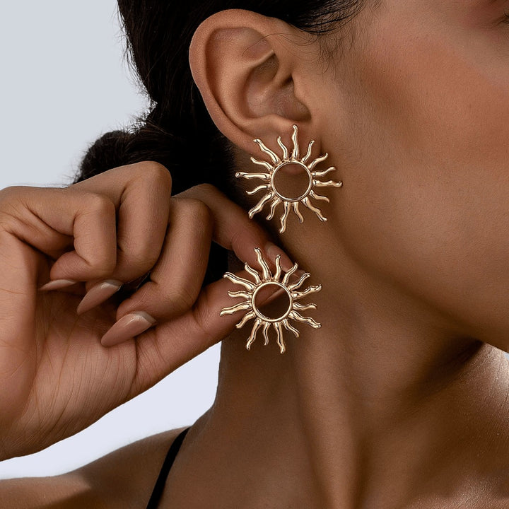 Sunburst Statement Earrings in Gold