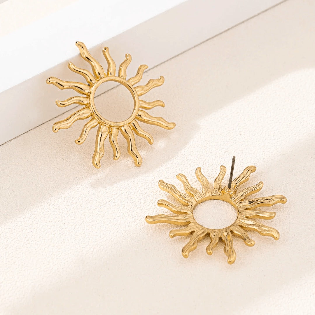 Sunburst Statement Earrings in Gold
