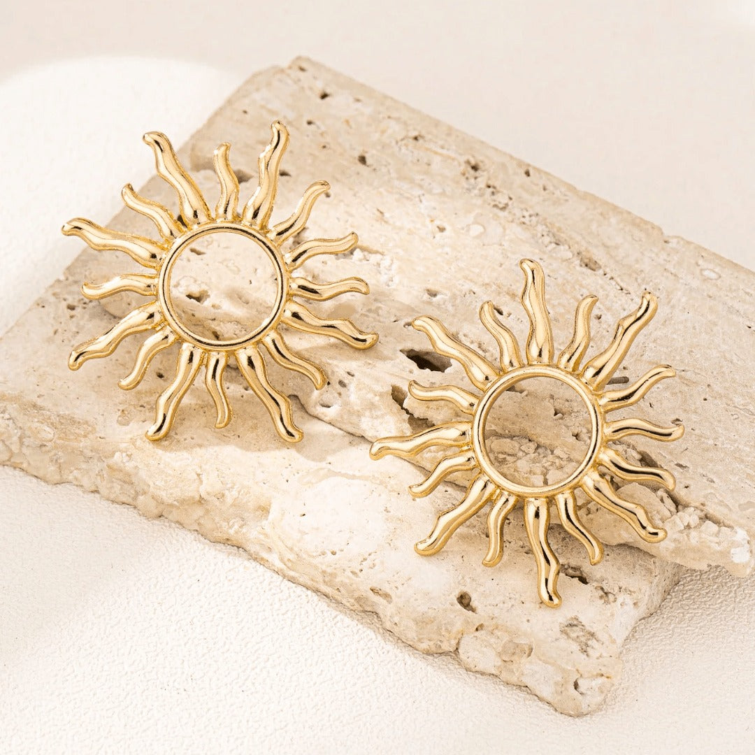 Sunburst Statement Earrings in Gold