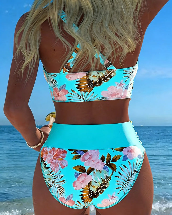 Floral Bikini with High Waist Bottoms — Livia