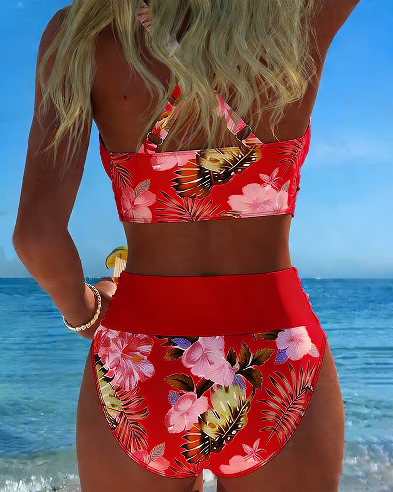 Floral Bikini with High Waist Bottoms — Livia
