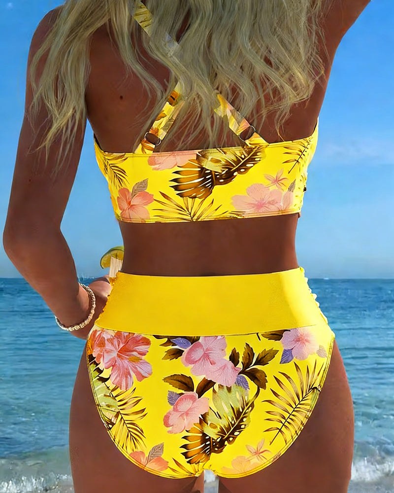 Floral Bikini with High Waist Bottoms — Livia
