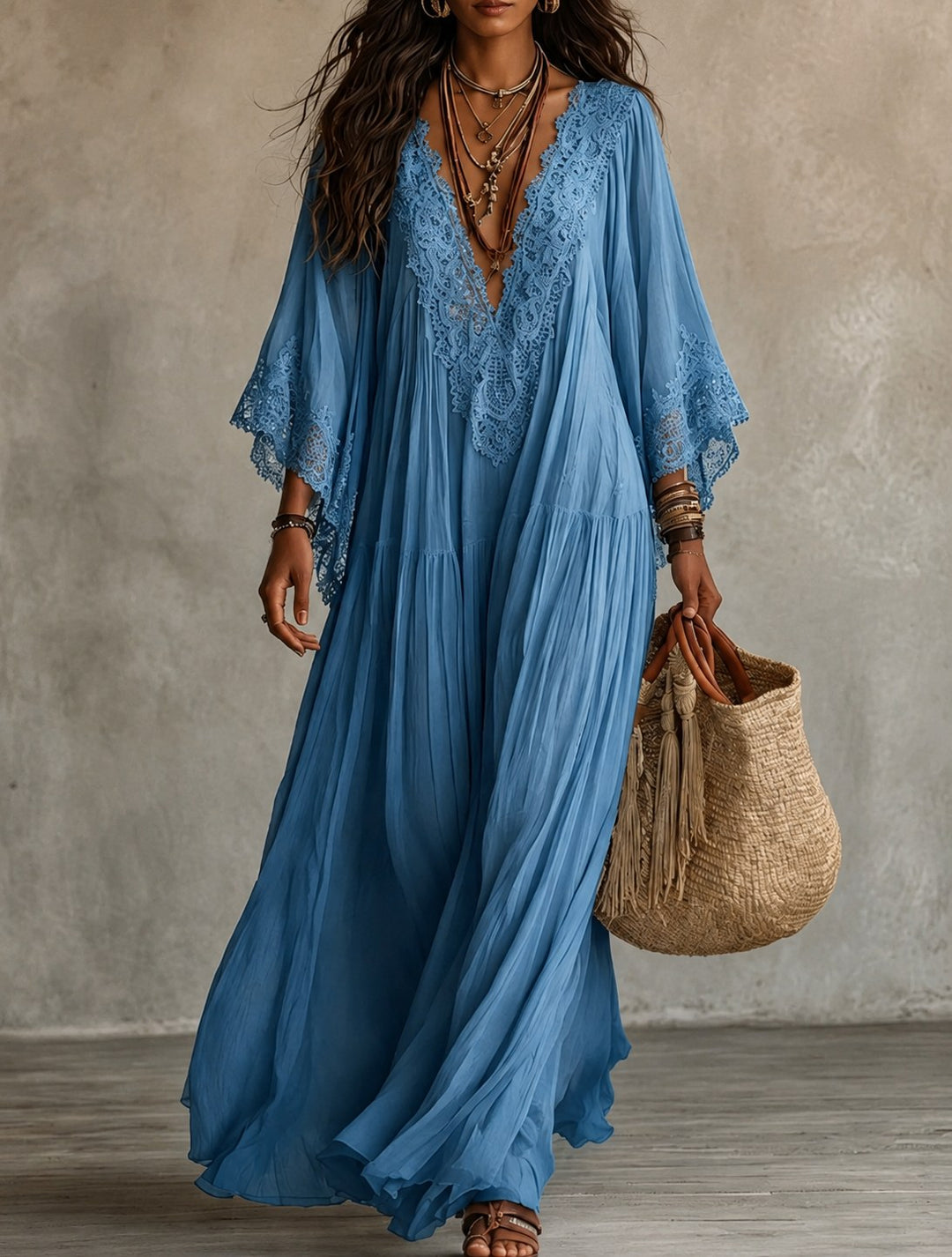 Lorelei — Chiffon Kaftan Maxi Dress (4), Avelony
