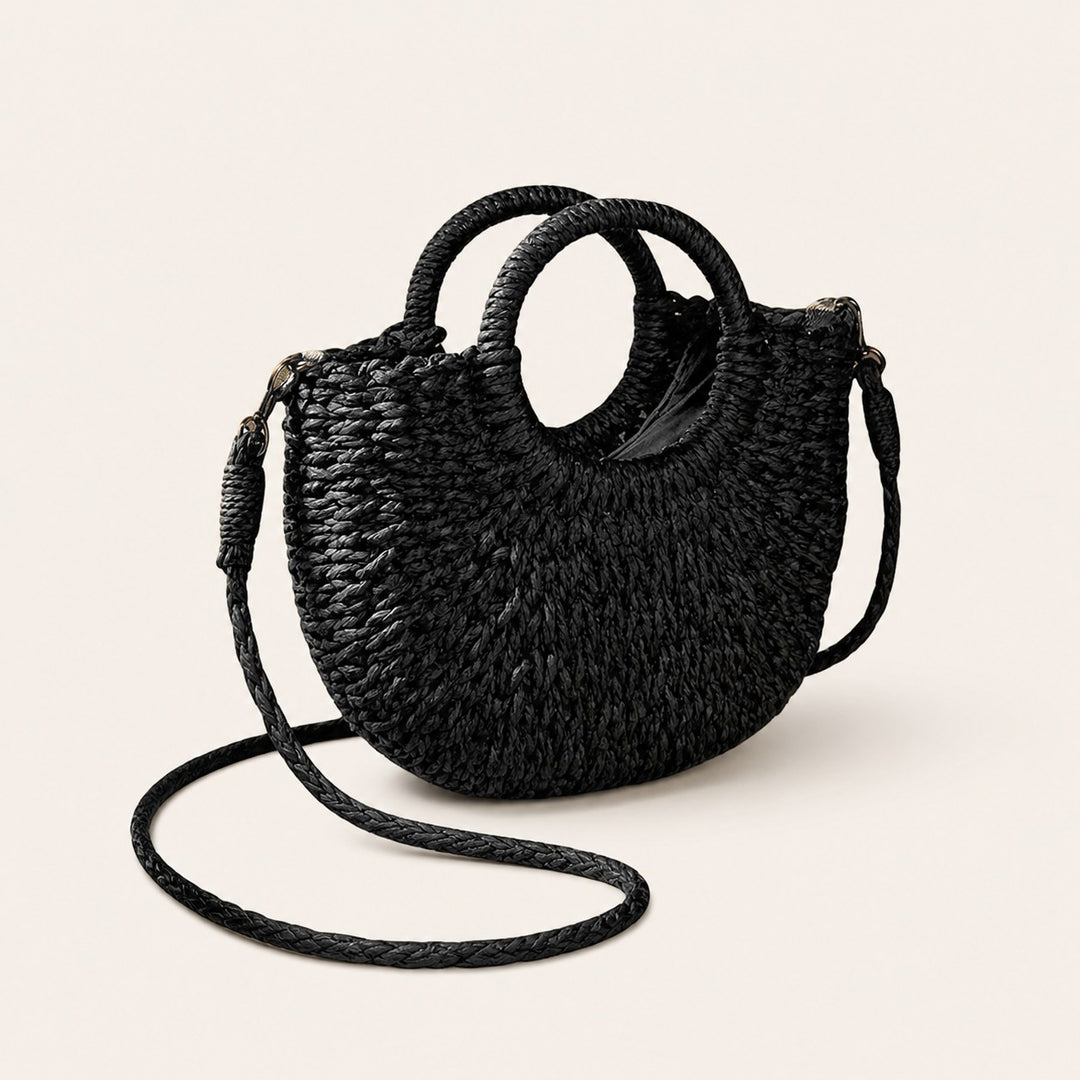 Lyra – Small Woven Beach Bag for Women with Crossbody Strap