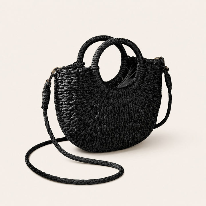 Lyra – Small Woven Beach Bag for Women with Crossbody Strap