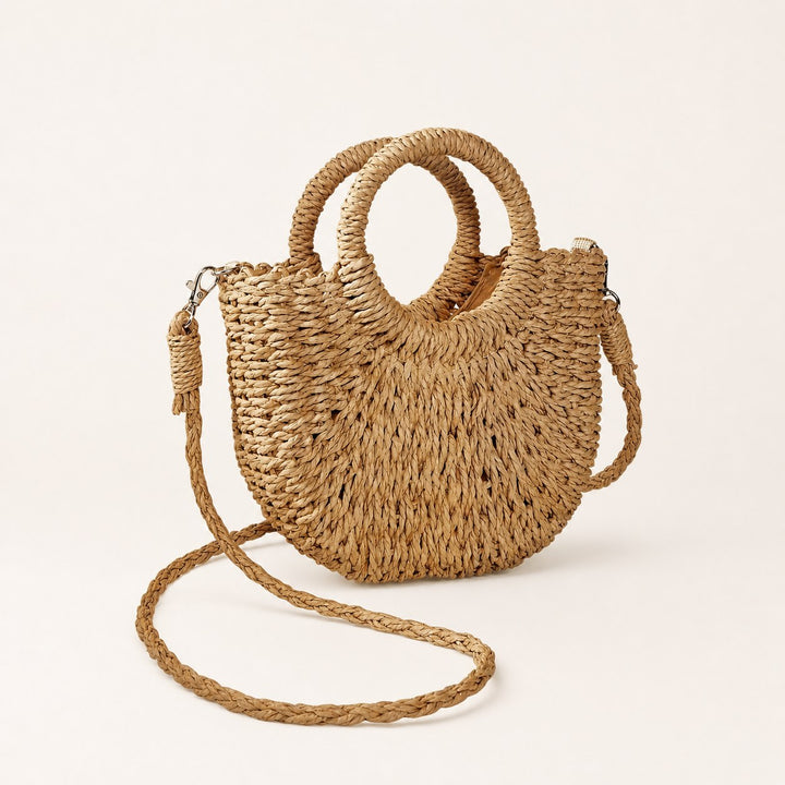 Lyra – Small Woven Beach Bag for Women with Crossbody Strap