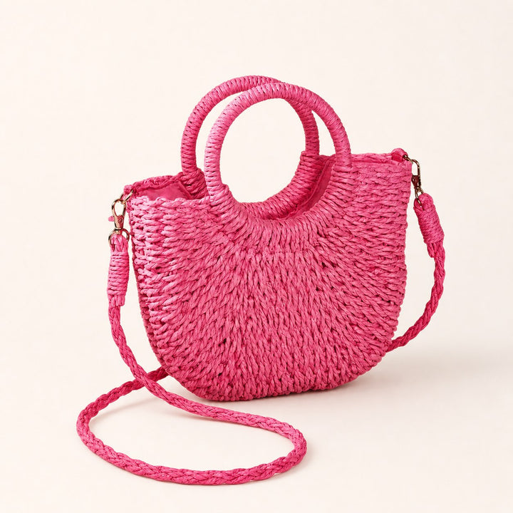 Lyra – Small Woven Beach Bag for Women with Crossbody Strap