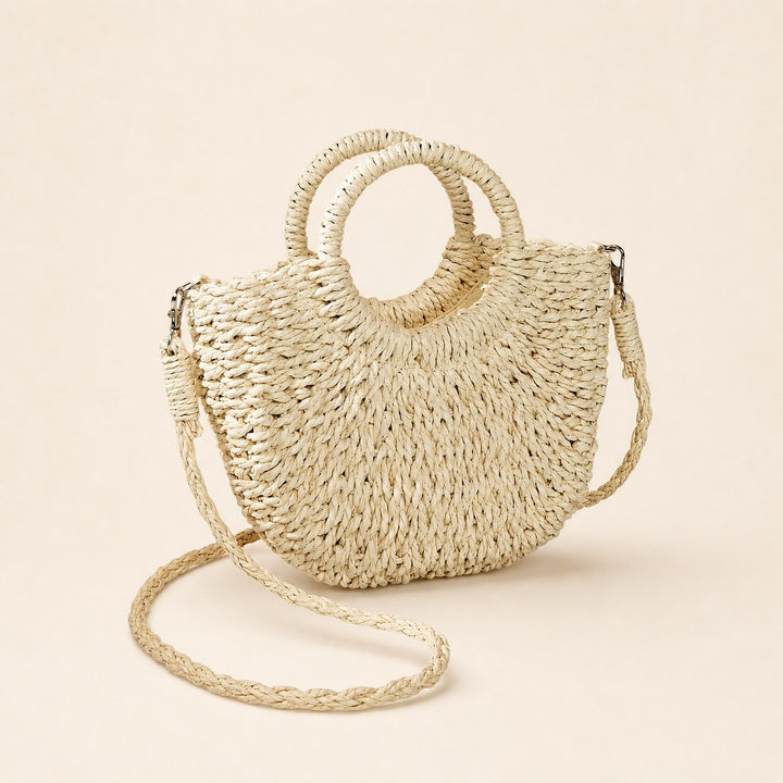Lyra – Small Woven Beach Bag for Women with Crossbody Strap