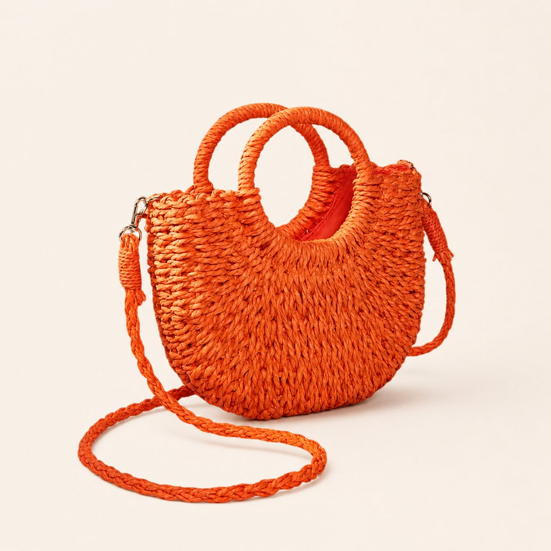 Lyra – Small Woven Beach Bag for Women with Crossbody Strap